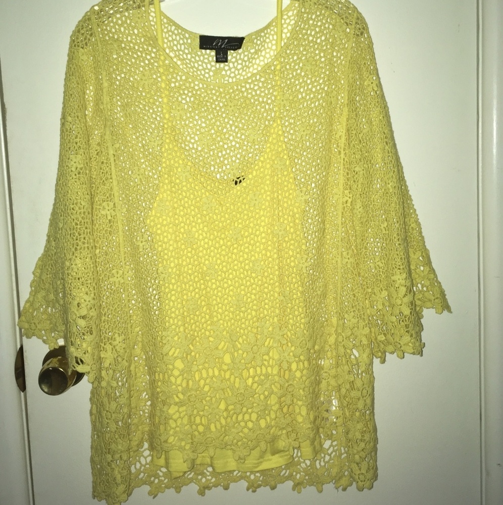 2 piece set with a tank top and a knitted cover up